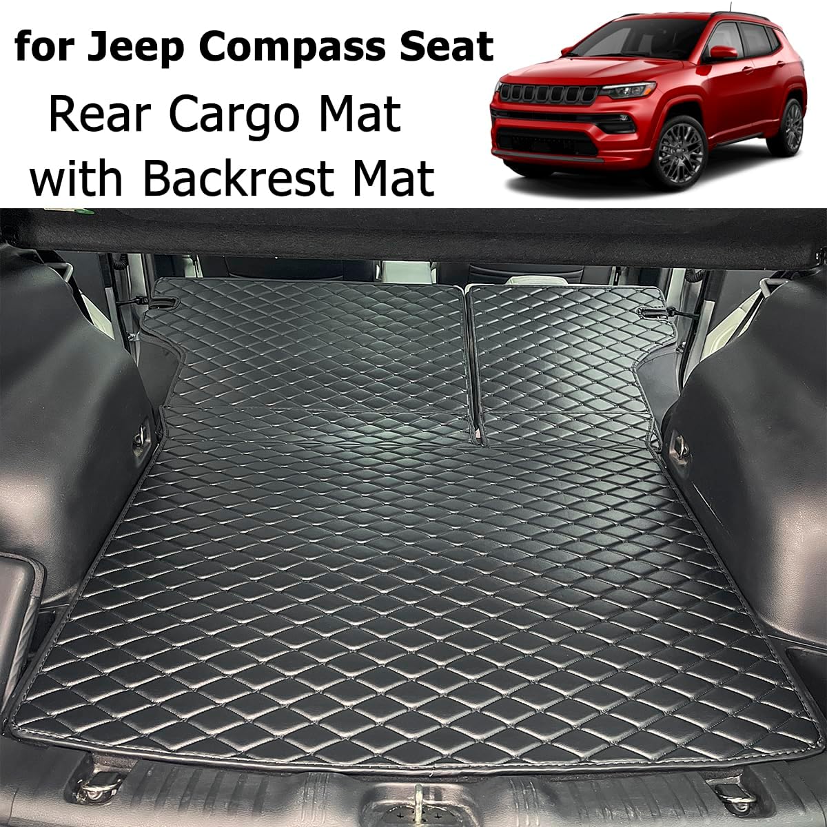 for 2016-2025 Jeep Compass Trunk Mat and Rear Backrest Mat Cargo Liners All Weather Anti-Slip Accessories