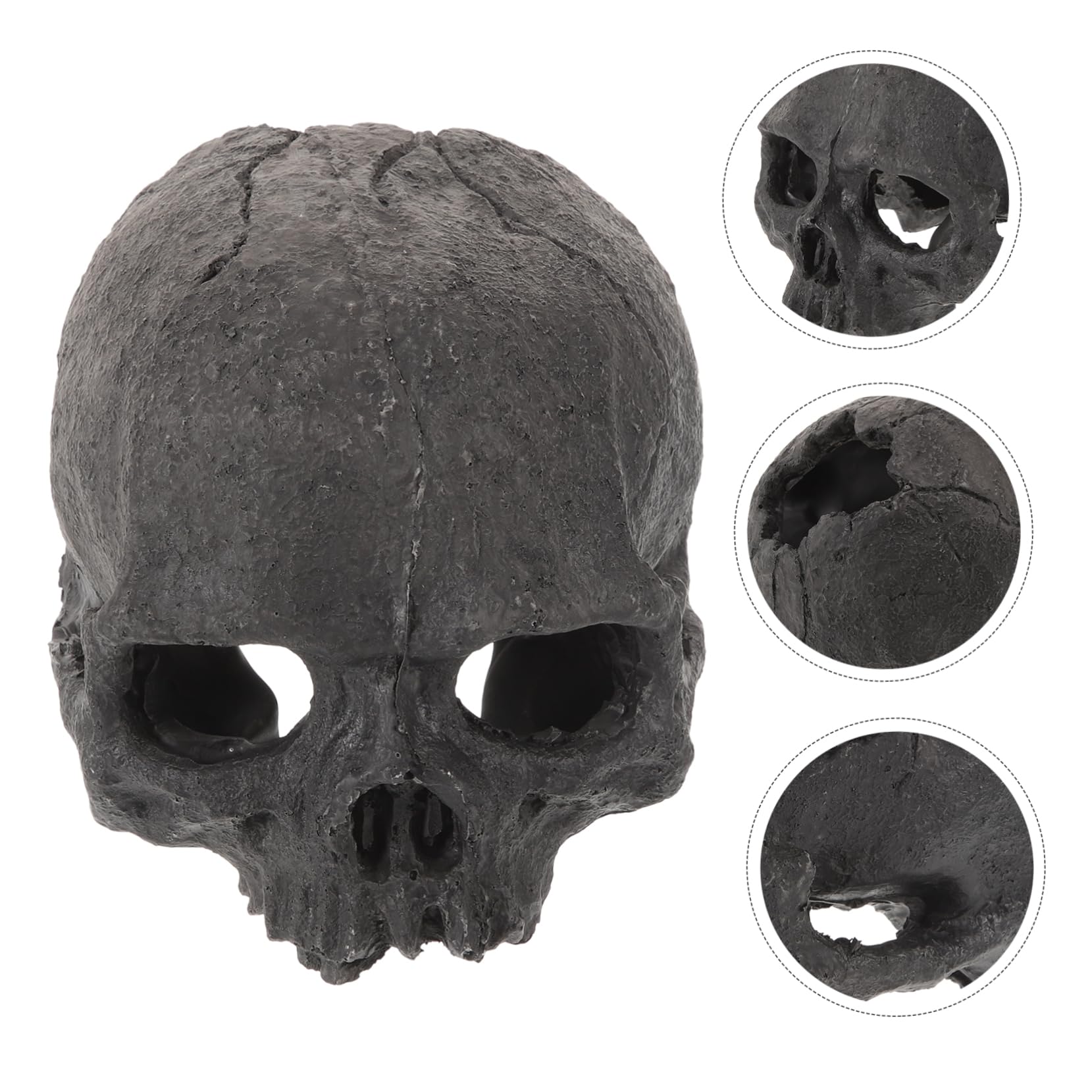 ABOOFAN 5 Pezzi Ornamenti del Cranio Nascondere Pelle di Rettile Ornamenti per Acquari Tropicali Decorazione Dell'acquario del Cranio Ornamento Arredamento Grotta Acquario Black Resina