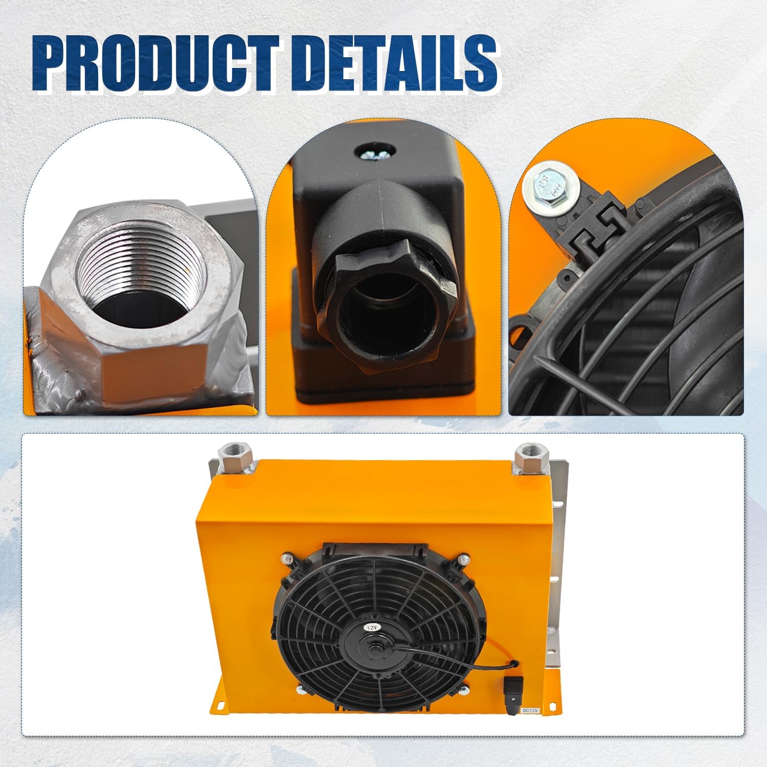 DC12V Hydraulic Air Cooler Oil Radiator 150L/min Air-Cooled Radiator DC120W Hydraulic Oil Cooler Heat Dissipation Low Noise and Power Usage # AH1417T-CA