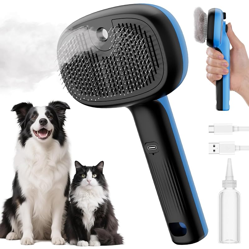 Escova Autolimpante com Névoa para Gatos e Cães Pecute Azul – 56 mL