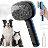 Pecute Cat Steam Brush, Self-Cleaning Steam Cat Brush with 2 Water Spray Modes, Large Capacity Tank, Steaming Renu Dog Brush for Shedding Massaging Grooming, Cool Mist Only