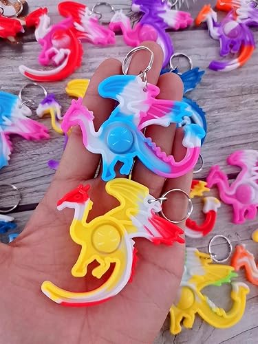 Miniatura 6 de Paquete de 30 mochilas a granel de Dragon Raptor, mini llavero de arco iris, juguetes de burbujas para niños, niños, estudiantes, profesores,