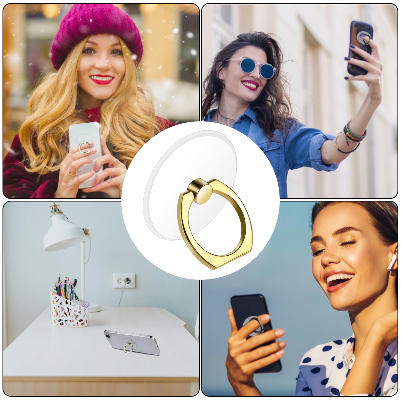 4 Anelli Trasparenti Per Cellulare - Supporto Con Girella 360° | Adesivo Forte, Per Telefoni E Tablet - Foto 3