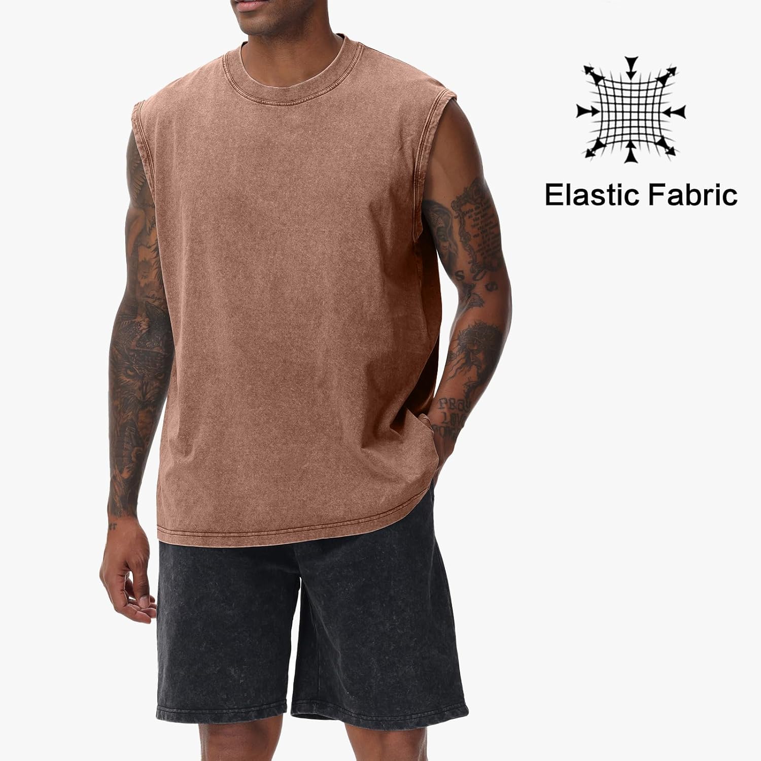 Mens Cotton Sleeveless Tank Tops Cut Off Muscle Gym T Shirts Running Beach Loose Fit Tees - Image 3