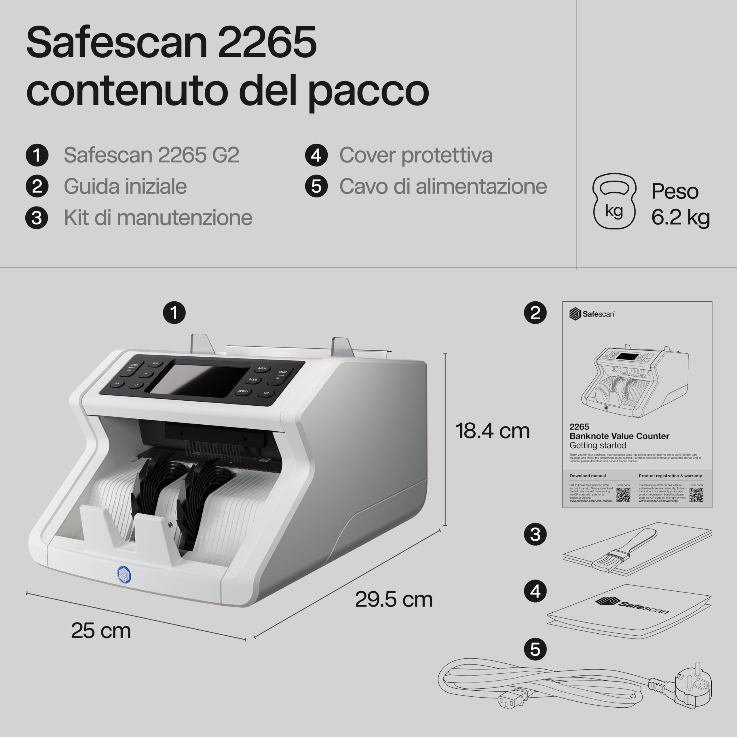 Safescan 2265 contabanconote che conta il valore di sterline inglesi e euro miste - Contabanconote con verifica banconote a 5 punti - Contabanconote per banconote ordinate e per tutte le banconote