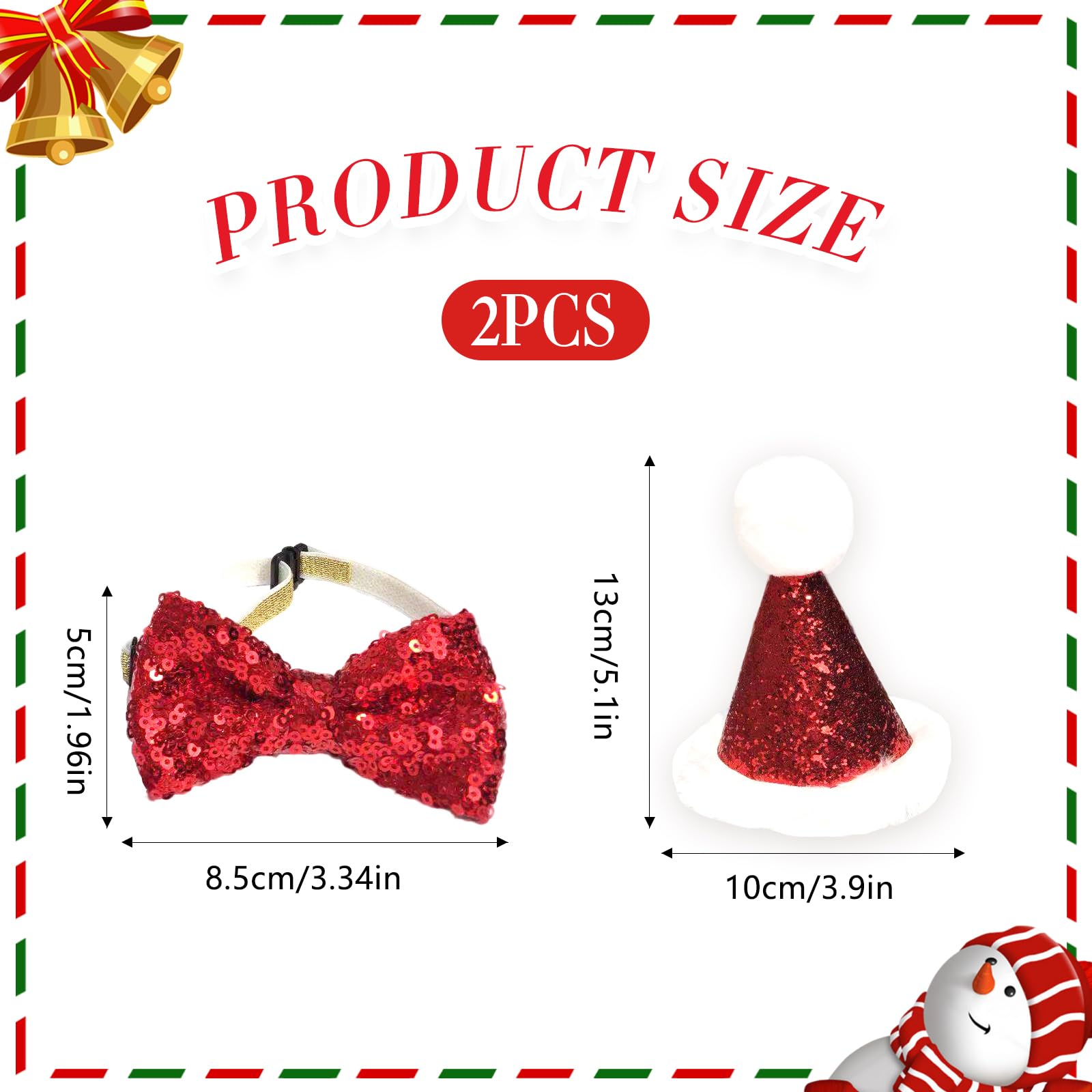 1 Set Christmas Pet Dress up Dog Snowflake Bow Tie Collar with Santa Hat, Tie Hat Set, Puppy Christmas Costume, Christmas Pet Costume Dog Xmas Hat Dog Santa Hat, Dog Holiday Outfit - Image 4