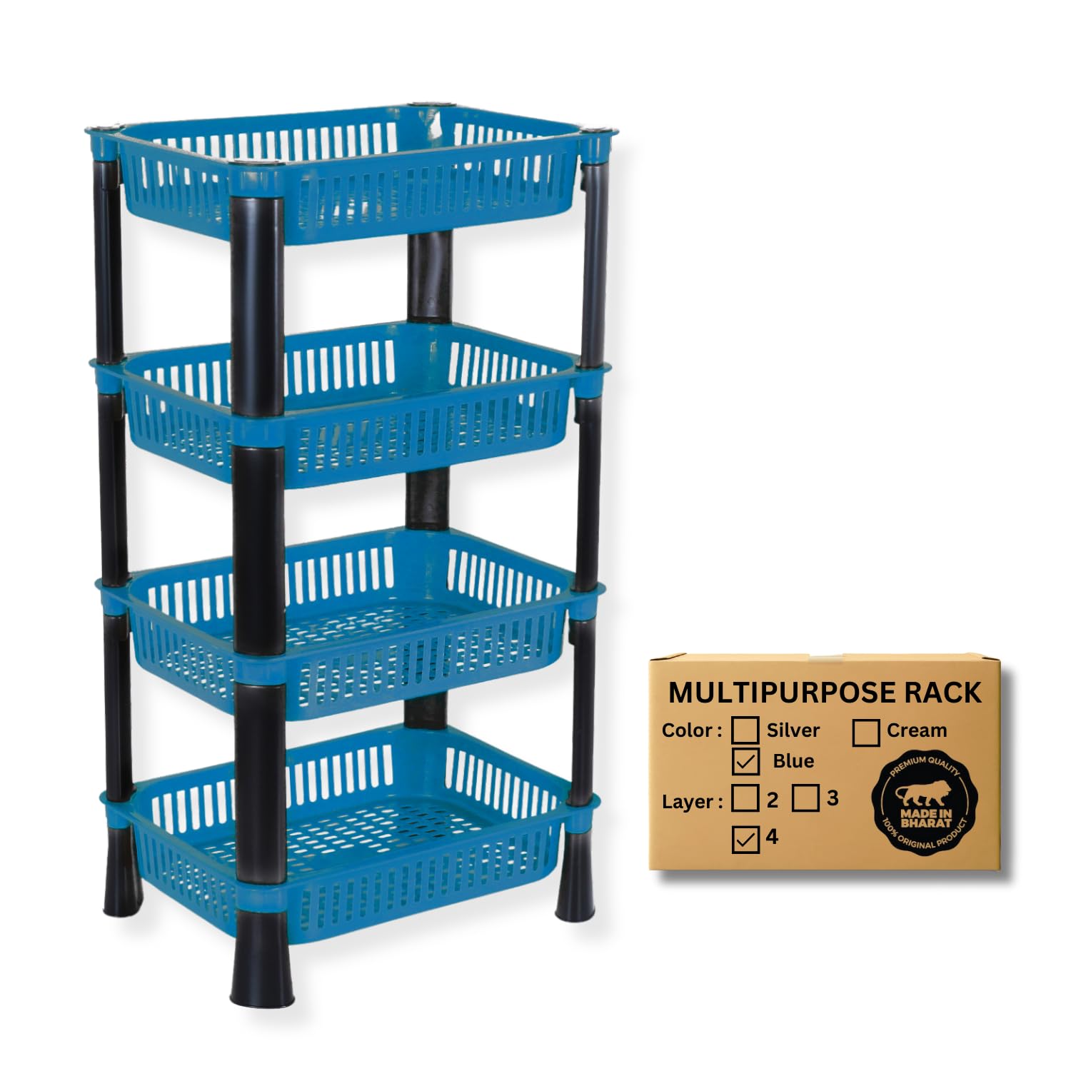 Morbrix Vegetable Trolley Rack For Kitchen Storage Plastic Organizer, Portable Stand Racks, Solution, Office And (4 Layer, Navy Bluecountertop, Tiered Shelf) (B0CKMXPLT7) Amazon Price History, Amazon Price Tracker