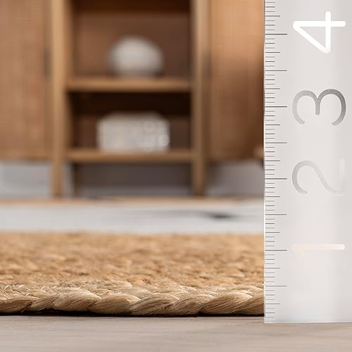 Miniatura 2 de nuLOOM Waverly Graphic - Alfombra redonda de yute para comedor, alfombra neutra, alfombra para sala de estar, cuarto de bebé, cocina, natural
