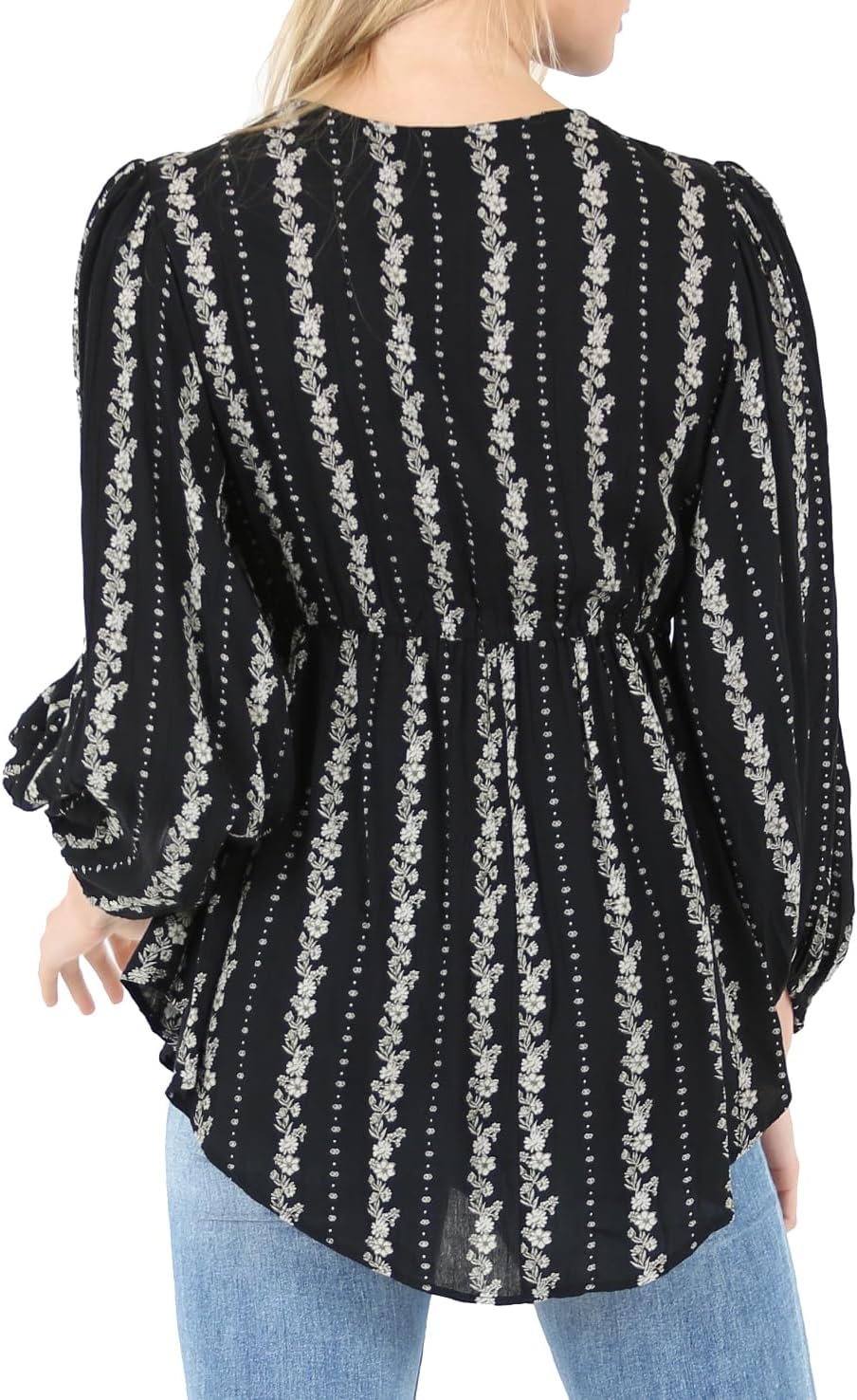 Angie Women's Lace V-Neck Printed Top