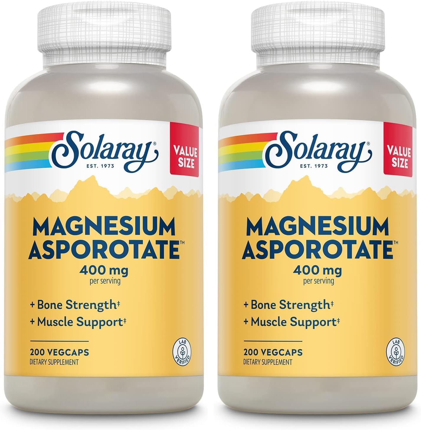 Solaray Magnesium Asporotate 400 mg | Aspartate, Orotate & Citrate Complex | Healthy Heart, Muscle, Nerve & Circulatory Function Support | 200 VegCaps (Pack of 2)