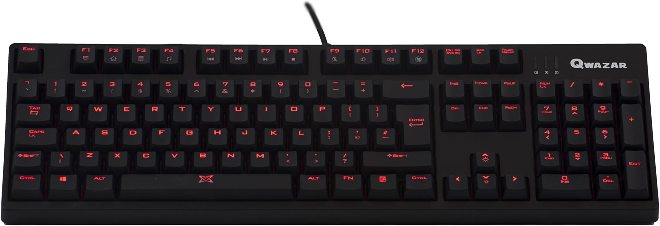 Qwazar Red Shift Mechanical Keyboard - Cherry MX Red Switch Keyboard with Adjustable Backlight (12 Unique Modes)