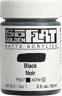GOLDEN SoFlat Matte Acrylics, Black, 2 fl. oz. Jar, Professional Acrylic Paint, Opaque