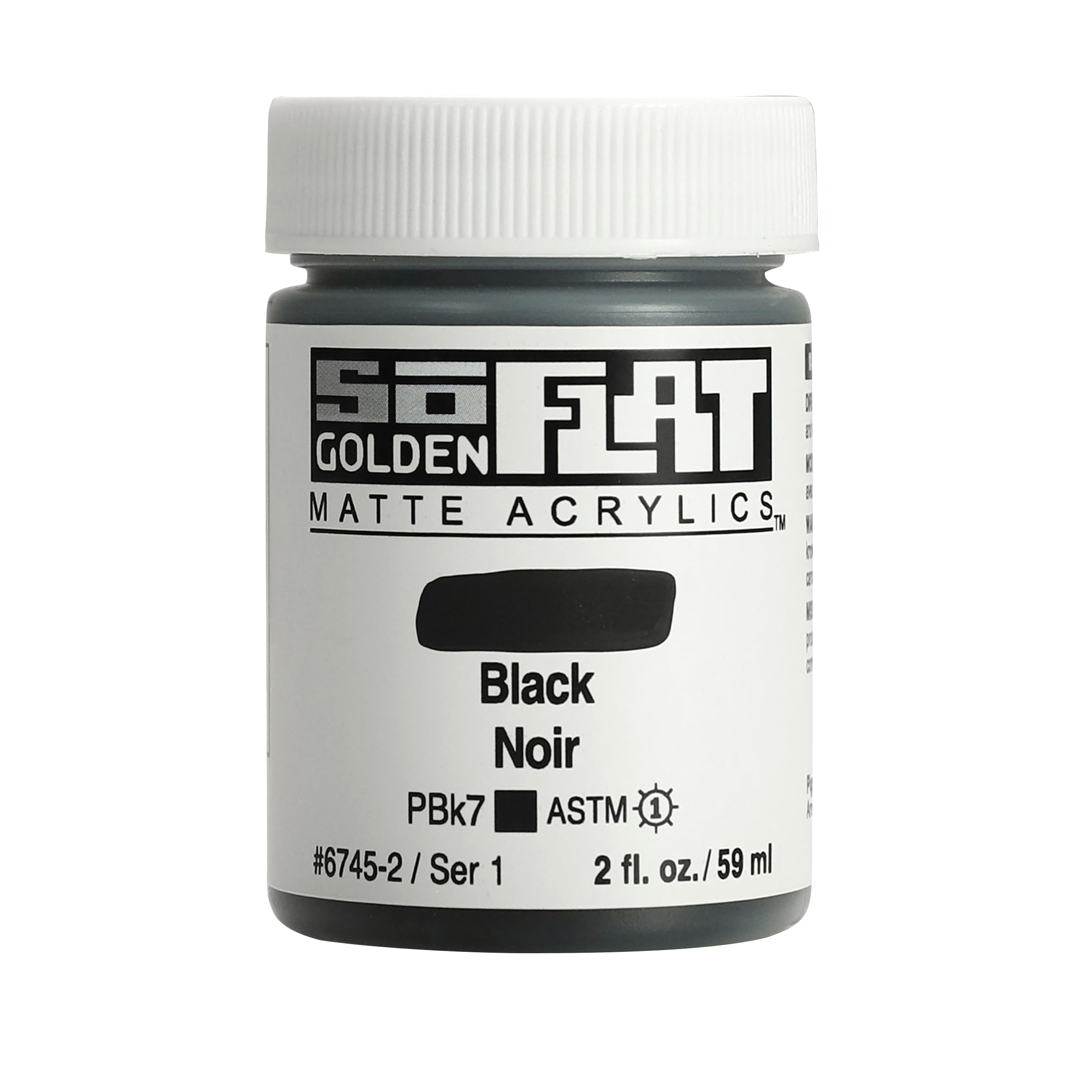 Golden SoFlat Matte Acrylic Paint, 2oz jar, Black (6745-2)