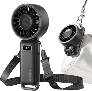 Diveblues Portable Turbo Fan, 100 Speed Handheld Fan with Strong Airflow, Foldab