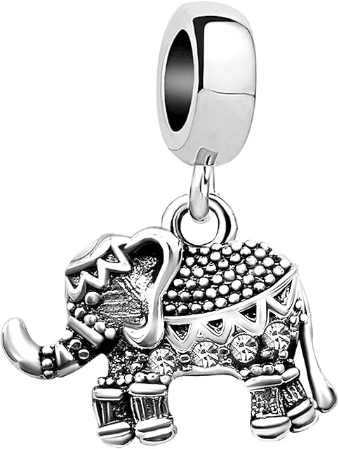 KunBead Jewelry Elephant Dangle Charms for Bracelets Birthstone Birthday Bead Charms for Women Girls