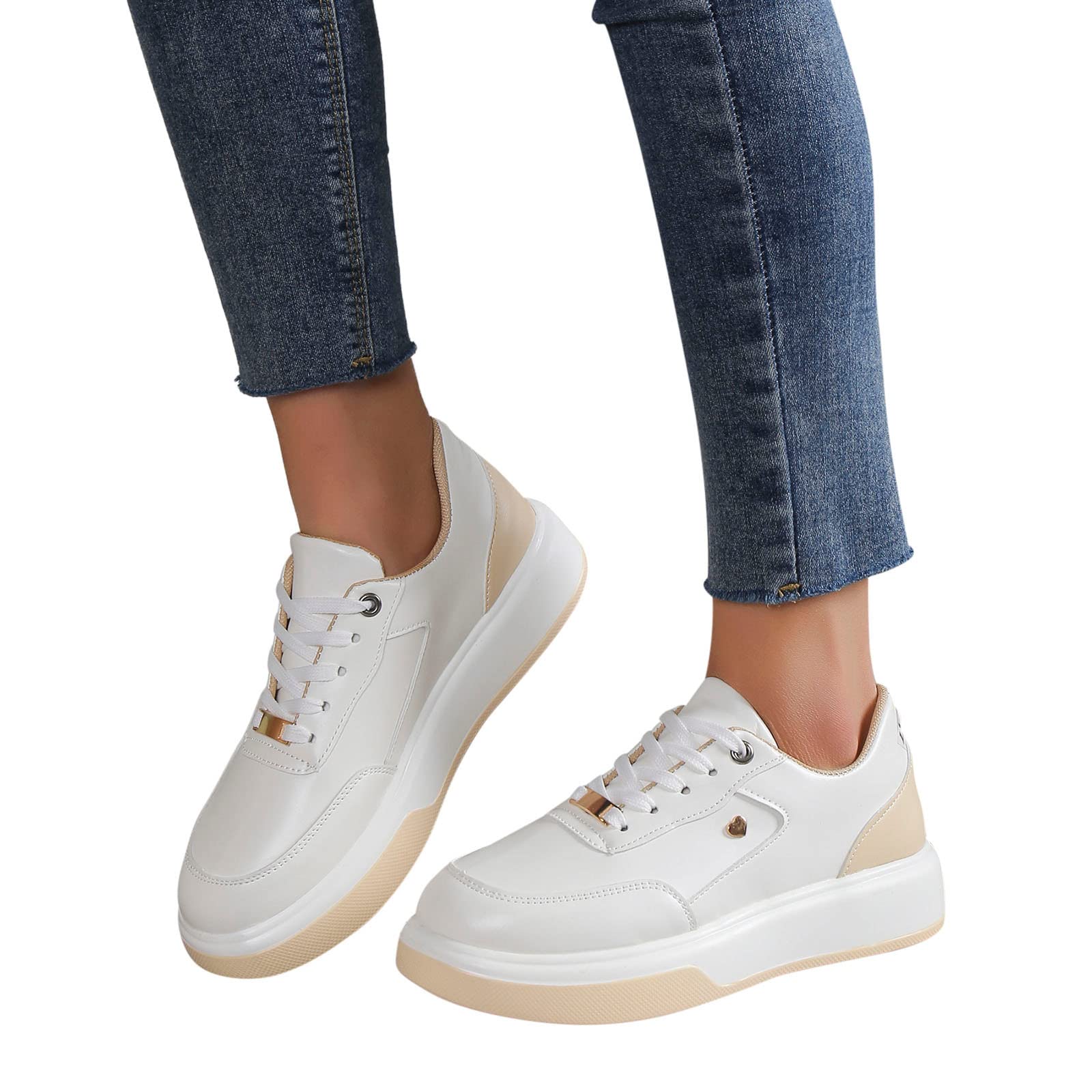 Zapatillas de deporte para mujer, de piel, cómodas, informales