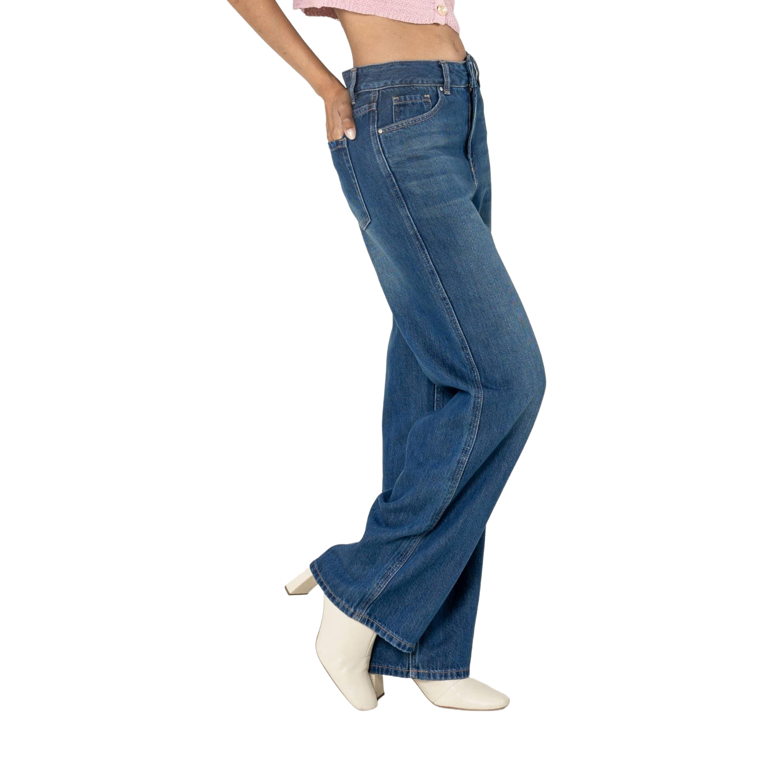 Nina Carter T001 - Pantalones vaqueros para mujer de cintura alta y pierna recta, algodón sostenible y lyocell, sin elástico, pantalones vaqueros ligeros en aspecto vintage
