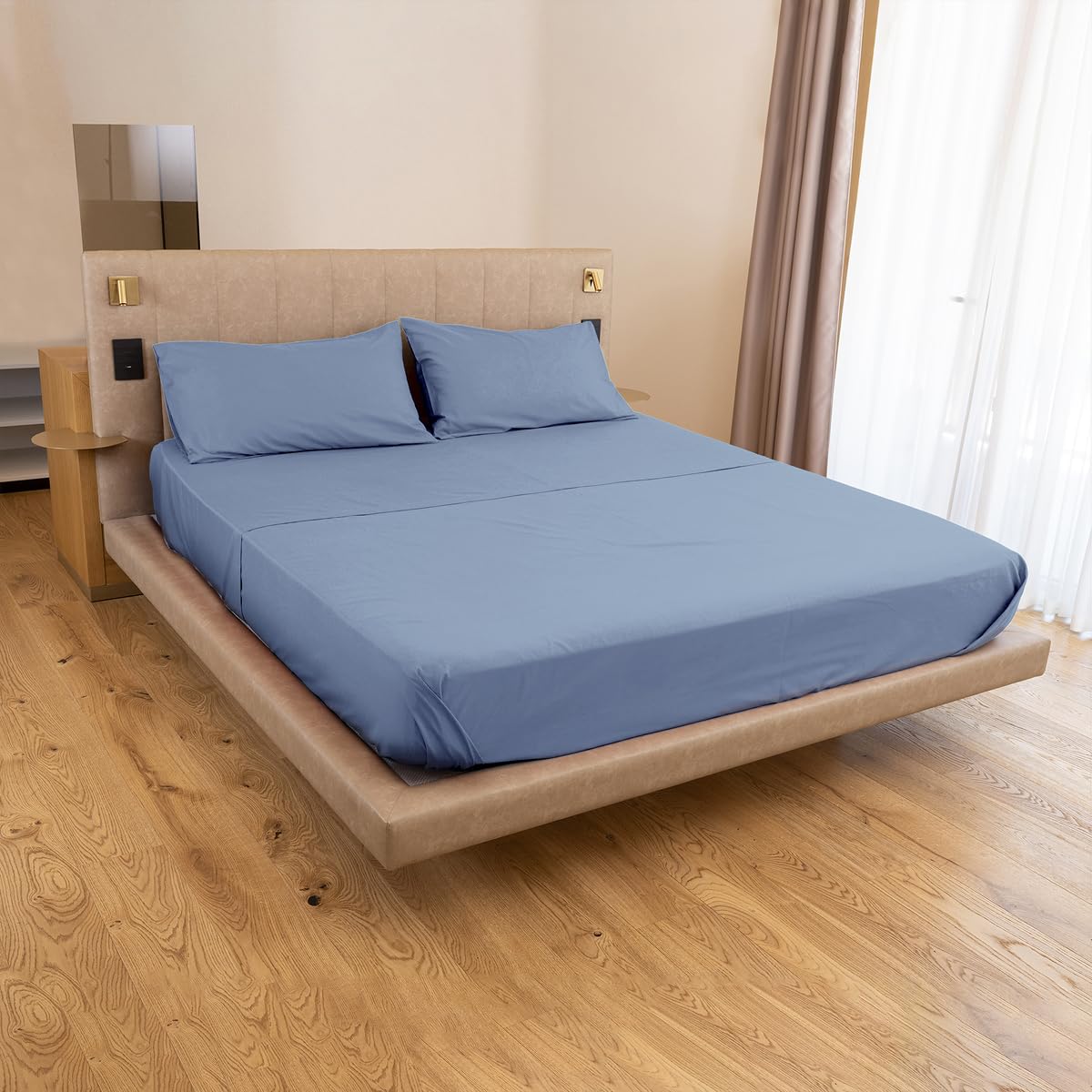 Intrecci Home Lenzuola 1 Piazza e Mezza, Lenzuolo Sopra in Raso di Puro cotone Satin, 190x295cm, Made in Italy, Morbidezza Suprema, Elegante e Confortevole, Tinta Unita
