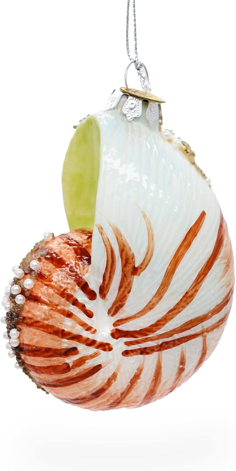 Conch Sea Snail Shell Glass Christmas Ornament - Image 3