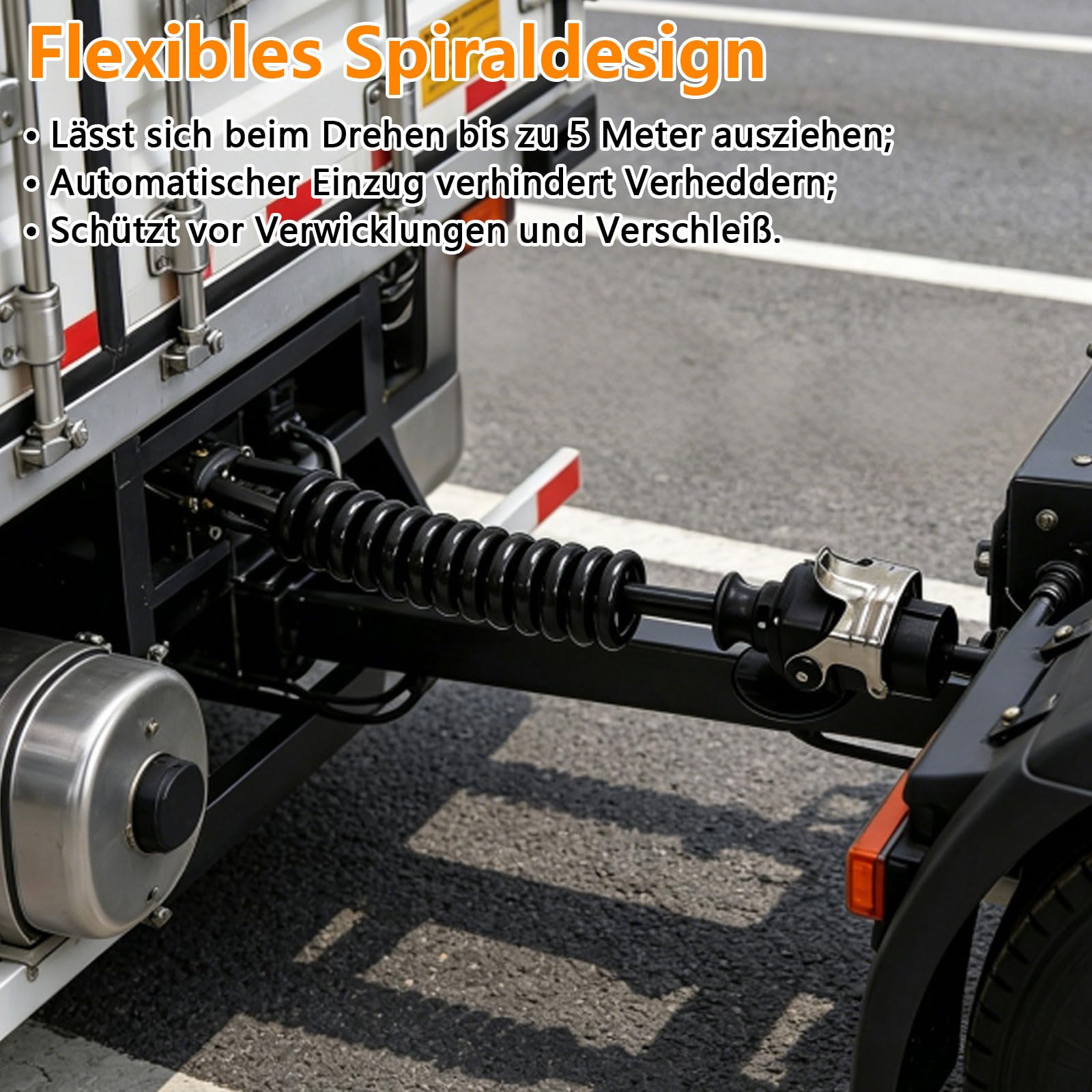 24V Kabeltrommel, 15-polig 5 m Robustes Elektrokabel mit Stecker & Buchse Verlängerungskabel für Anhänger und Wohnwagen Sattelauflieger anhängerspezifisches 15-poliges Adapterkabel