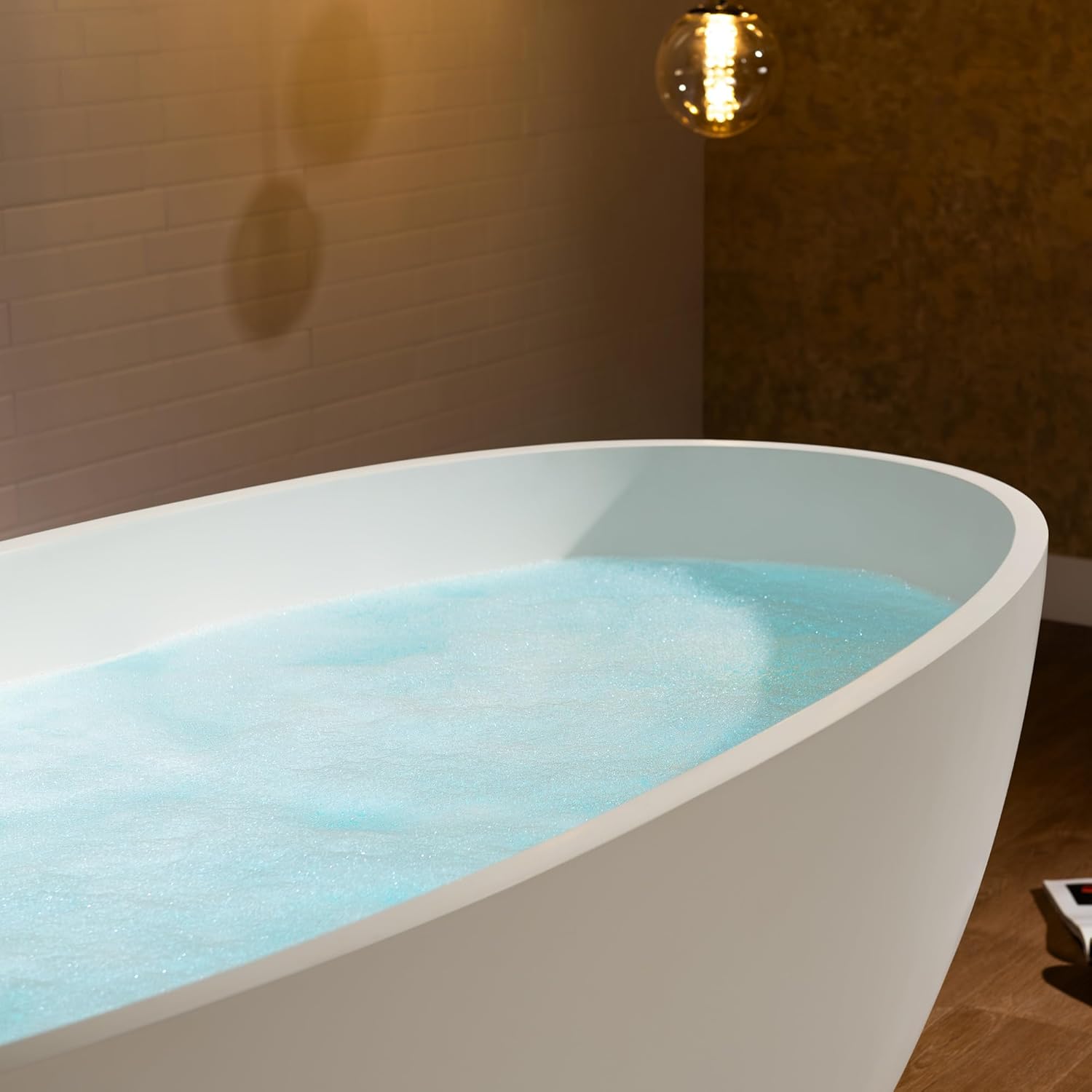 WOODBRIDGE 61 in. x 30.75 in. Stone Resin Luxury Contemporary Solid Surface Freestanding Bathtub in Matte White - Image 21