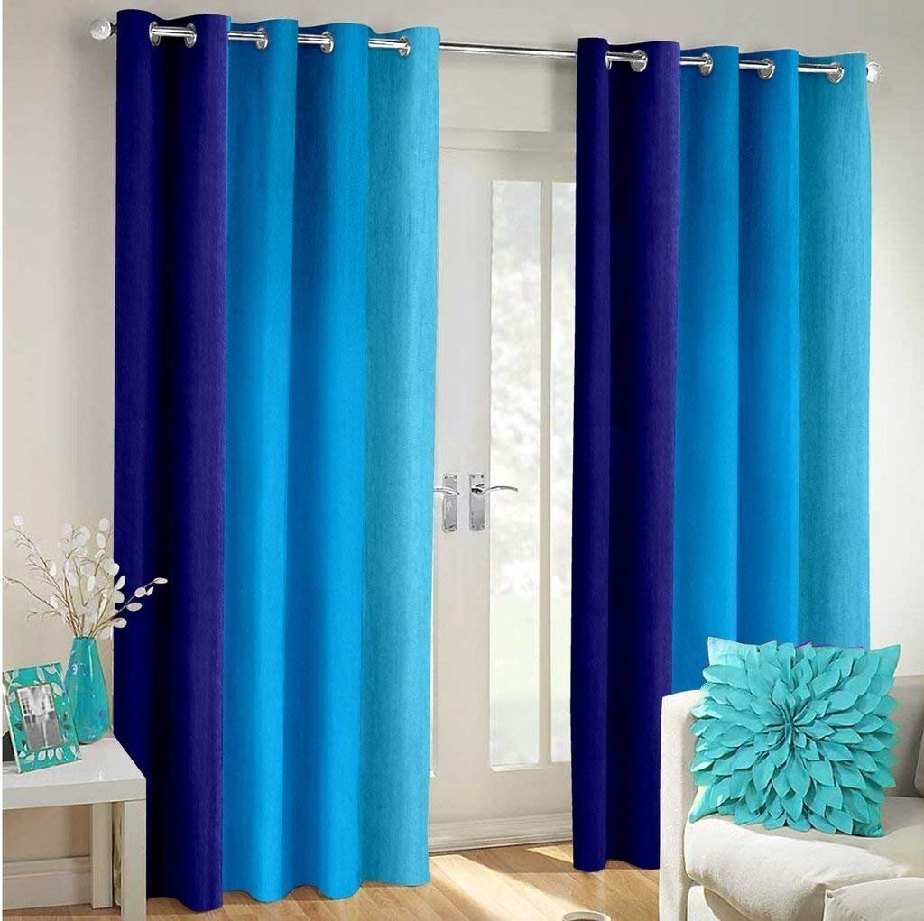 curtains in blue