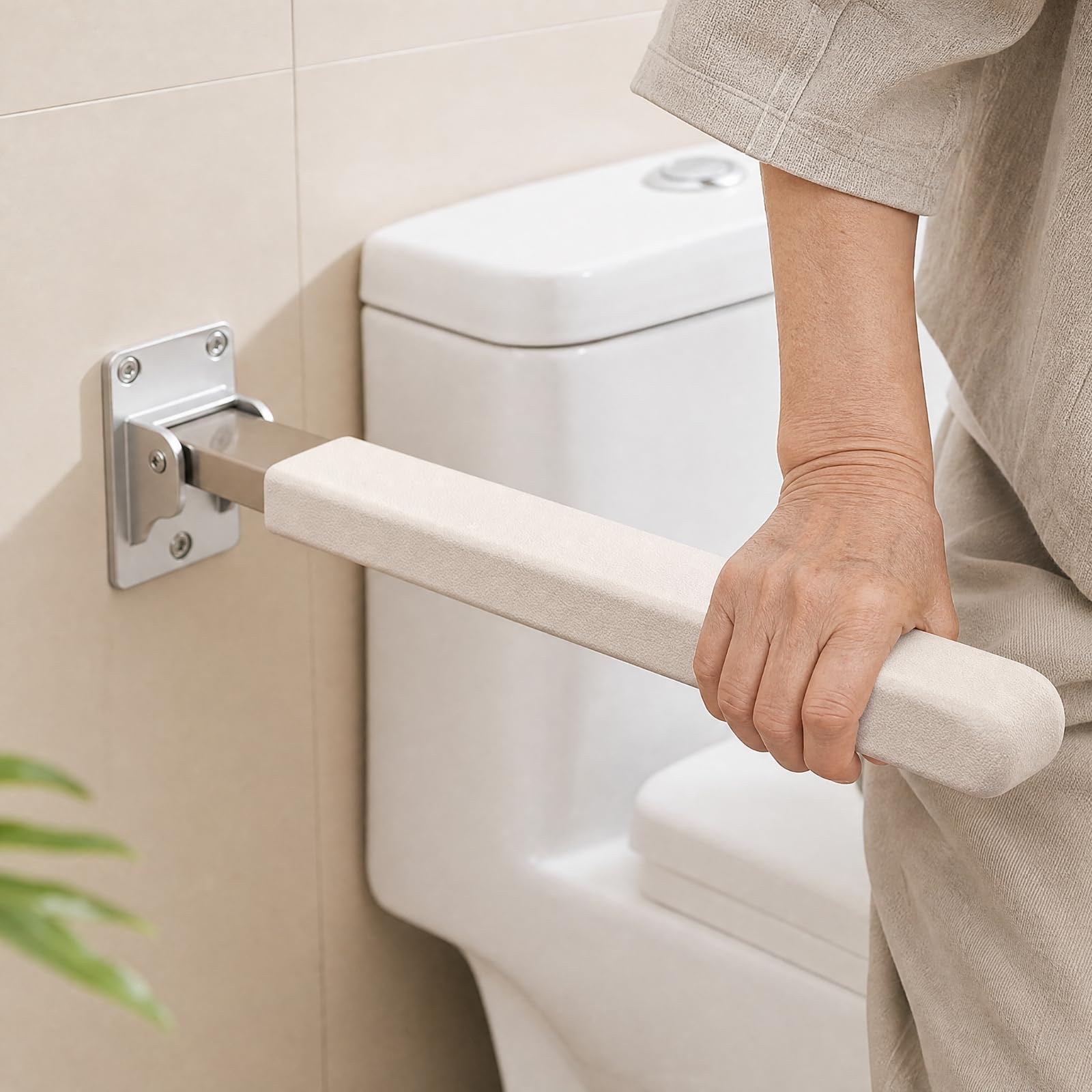 Klappbar montit-toilettengriff aus edelstahl wandmontit wc haltegriff oxidationsbeständig toilettengriff für familienbadezimm, Grauweiß, 62CM