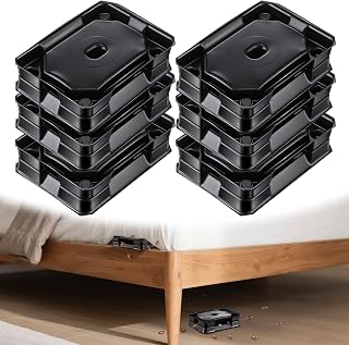 Qualirey 6 Set Bed Bug Detector & Trap, Bedbug Traps with Strong Glue, Bedbug Interceptors, Early Detection Glue Trap for Bed Legs, Indoor Pest Control Blocker for Home and Travel (Black)