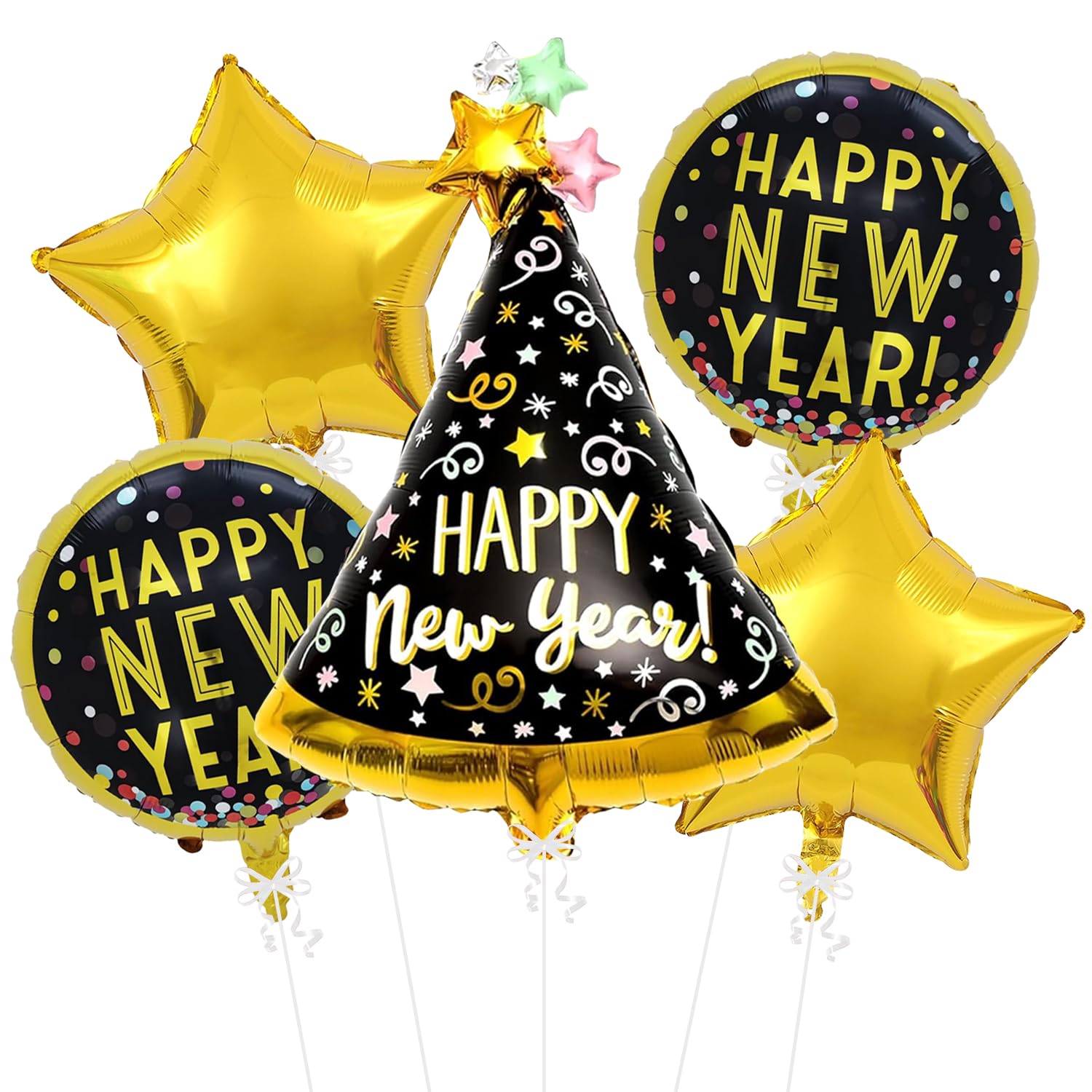 Rozi Decoration Happy New Year Foil Balloons Set of 5 Pcs for Home | 2025 Party Decorations | New Year 2025 Decoration Items