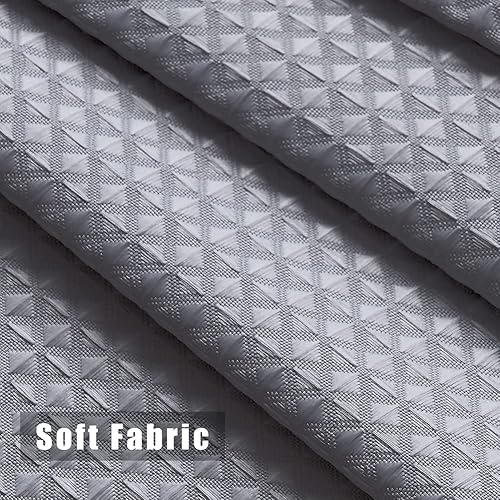 Vista 15 de Cortina de ducha de tela blanca con tejido de gofre de 72 x 72 pulgadas, forro de cortina de ducha de tela texturizada resistente, cortinas de ducha