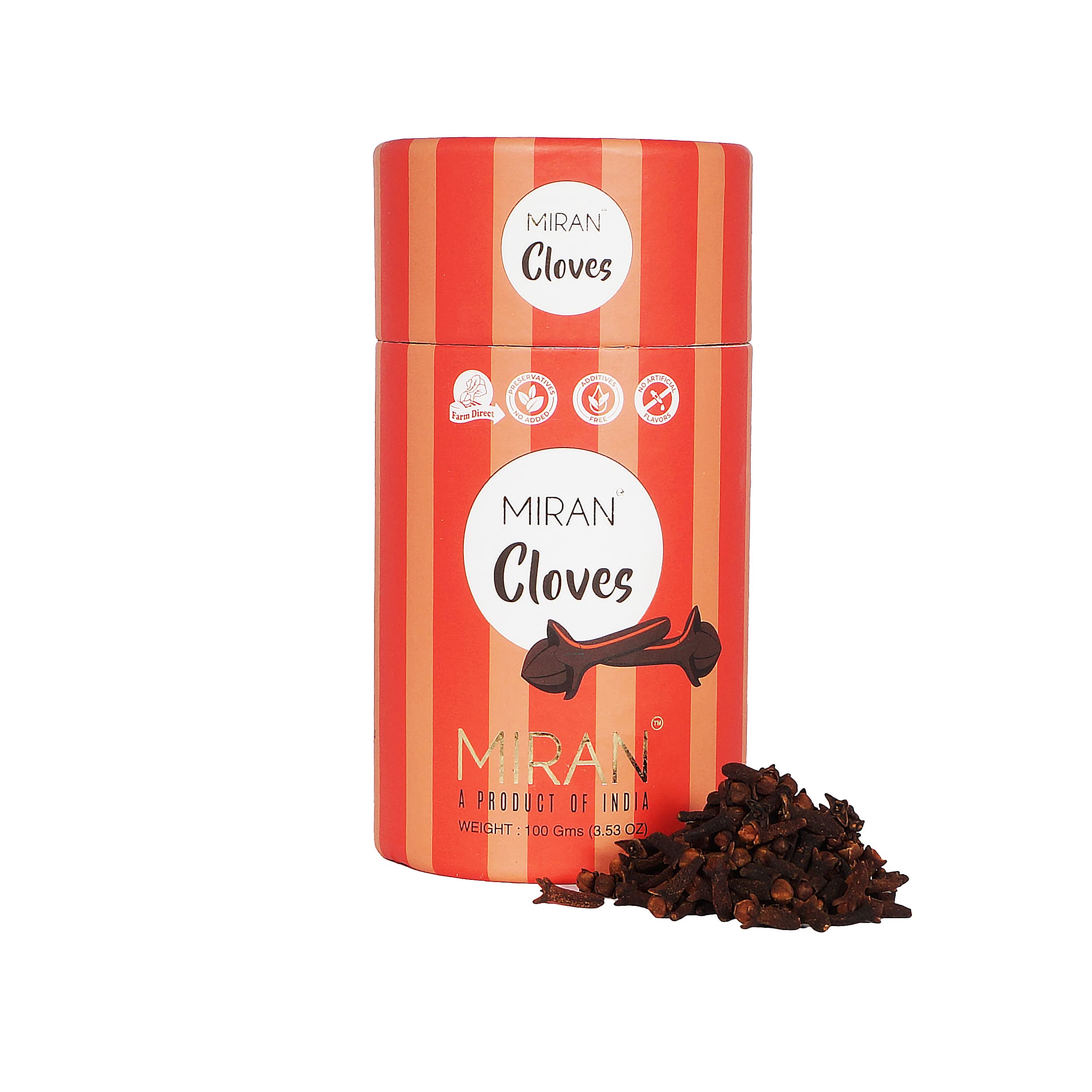 MIRAN Cloves 100g Whole Fresh | Organically Grown Laung 100gm/lavangalu/lavang/lobongo/lavangam With Strong Aroma | No Artificial Colours | Export Quality Pure Clove Buds | Enhances Taste & Flavour