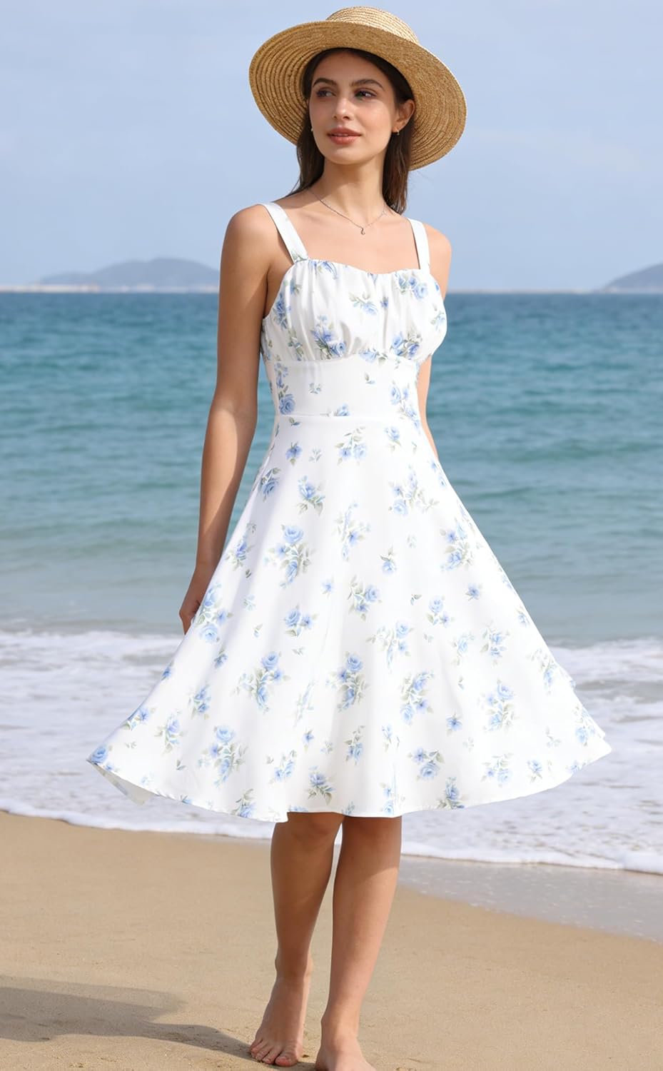 Belle Poque Vintage Floral Dress for Women 2026 Summer A-line Sleeveless Flowy Midi Elegant Wedding Guest Cocktail Dress
