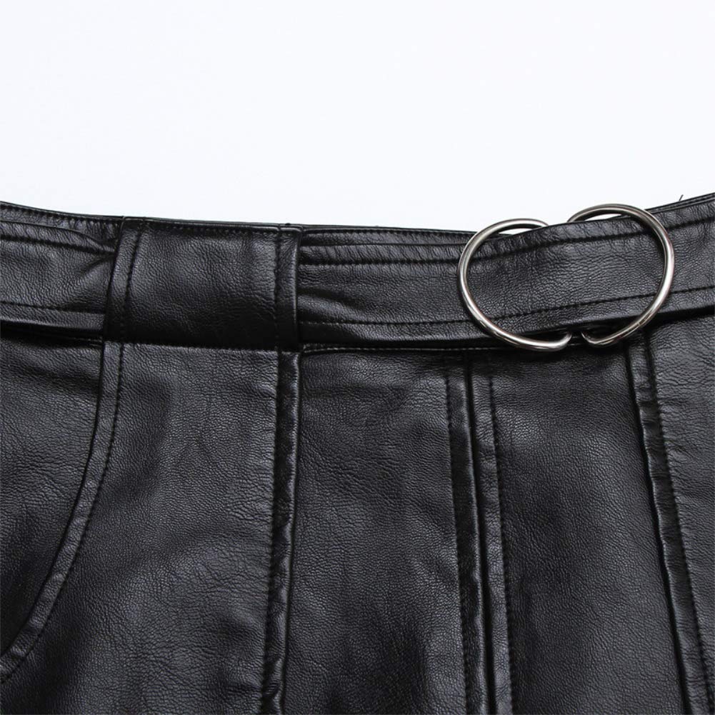 E-girl E3270 - Gonna da donna in PU e pelle, linea A Midi Rock Nero 44 EU/4X-Large