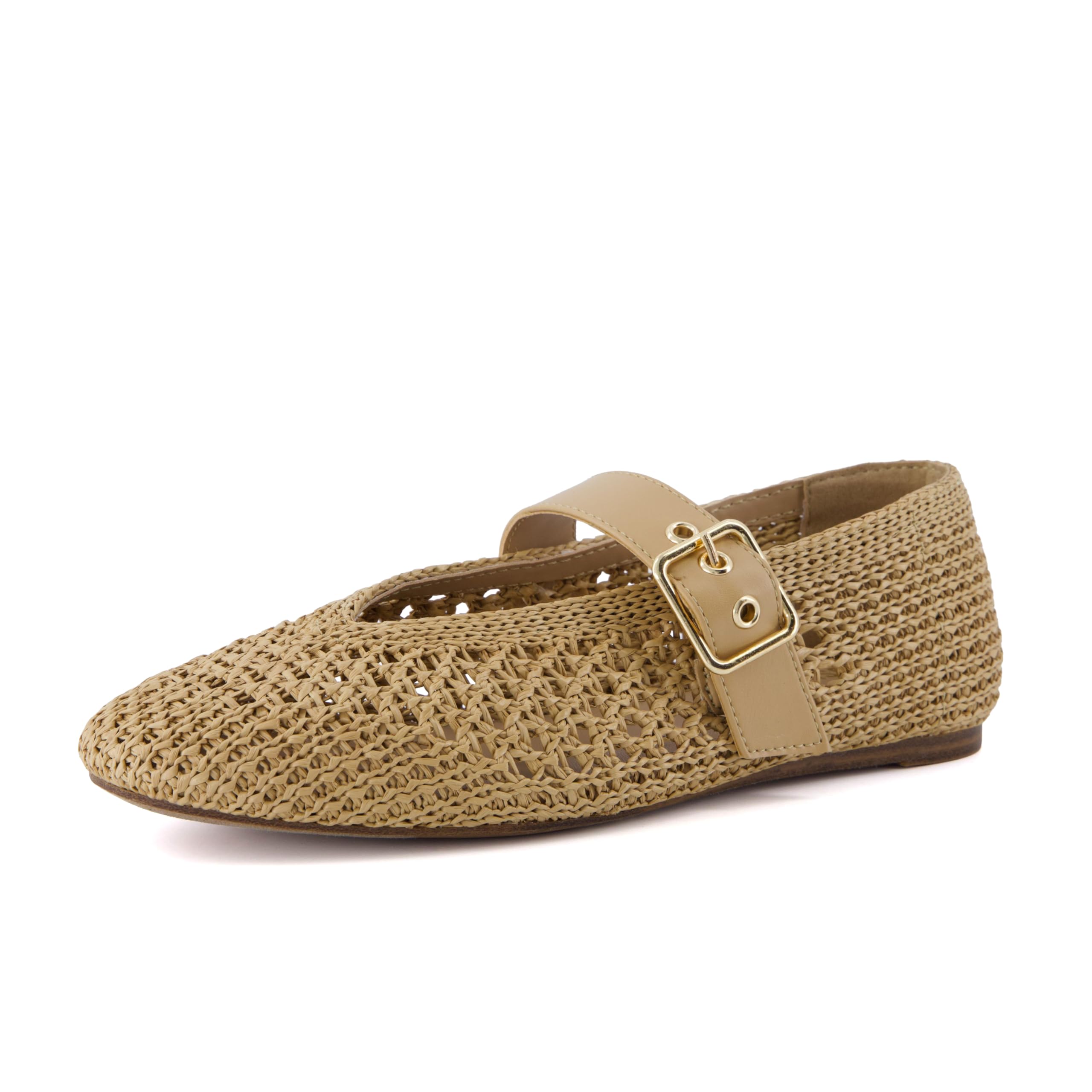 CUSHIONAIRE Gabby Woven Mary Jane Ballet Flats for Women, Comfortable Dressy Flat Shoes with Adjustable Gold-Tone Buckle and Memory Foam Cushioning — view 9