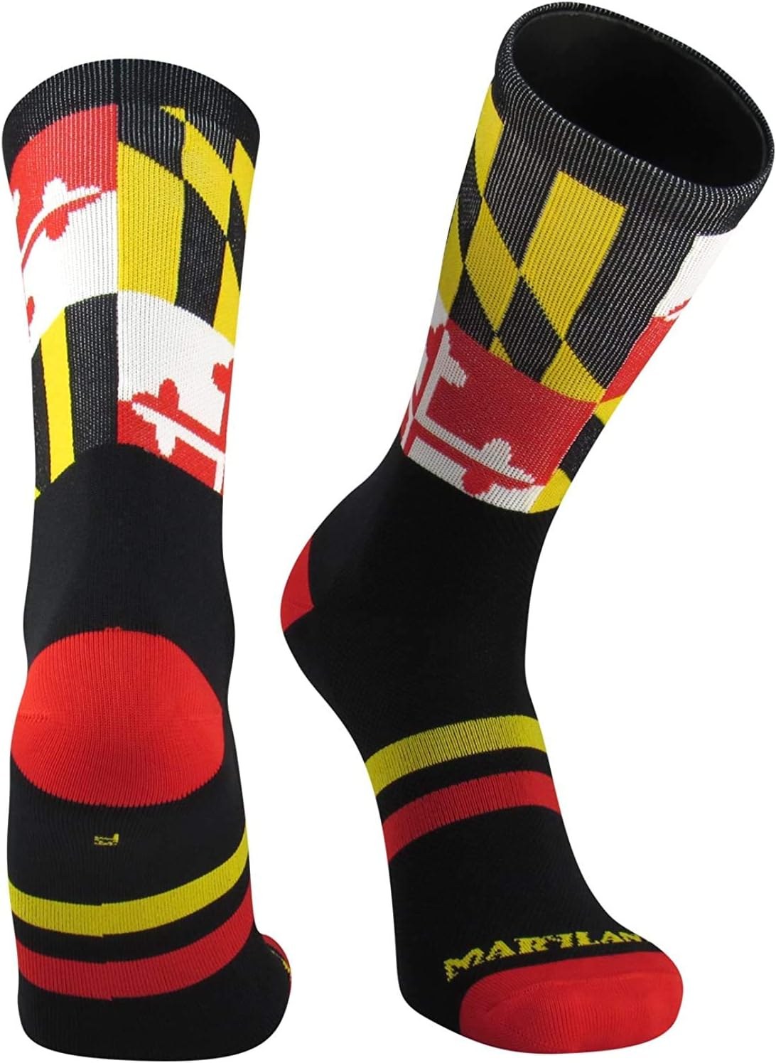 TCKMaryland Flag Crew Socks (Black, Medium)