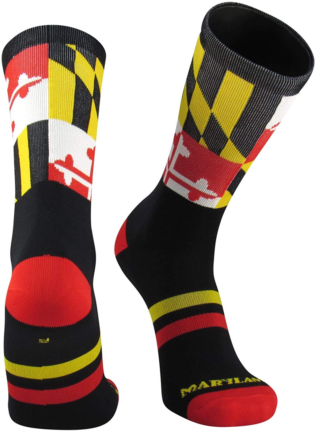 TCKMaryland Flag Crew Socks (Black, Medium)