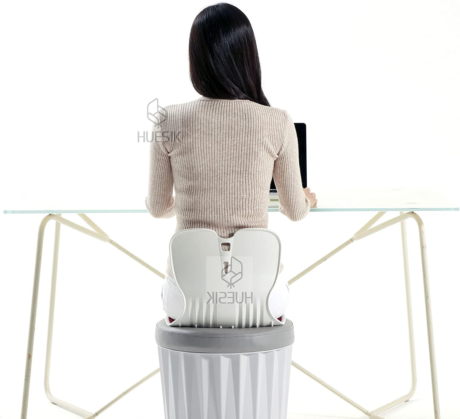 Cushion Flexible Back Support Pain Relief Simple Use Posture Corrector Combi Office Chair (Black)