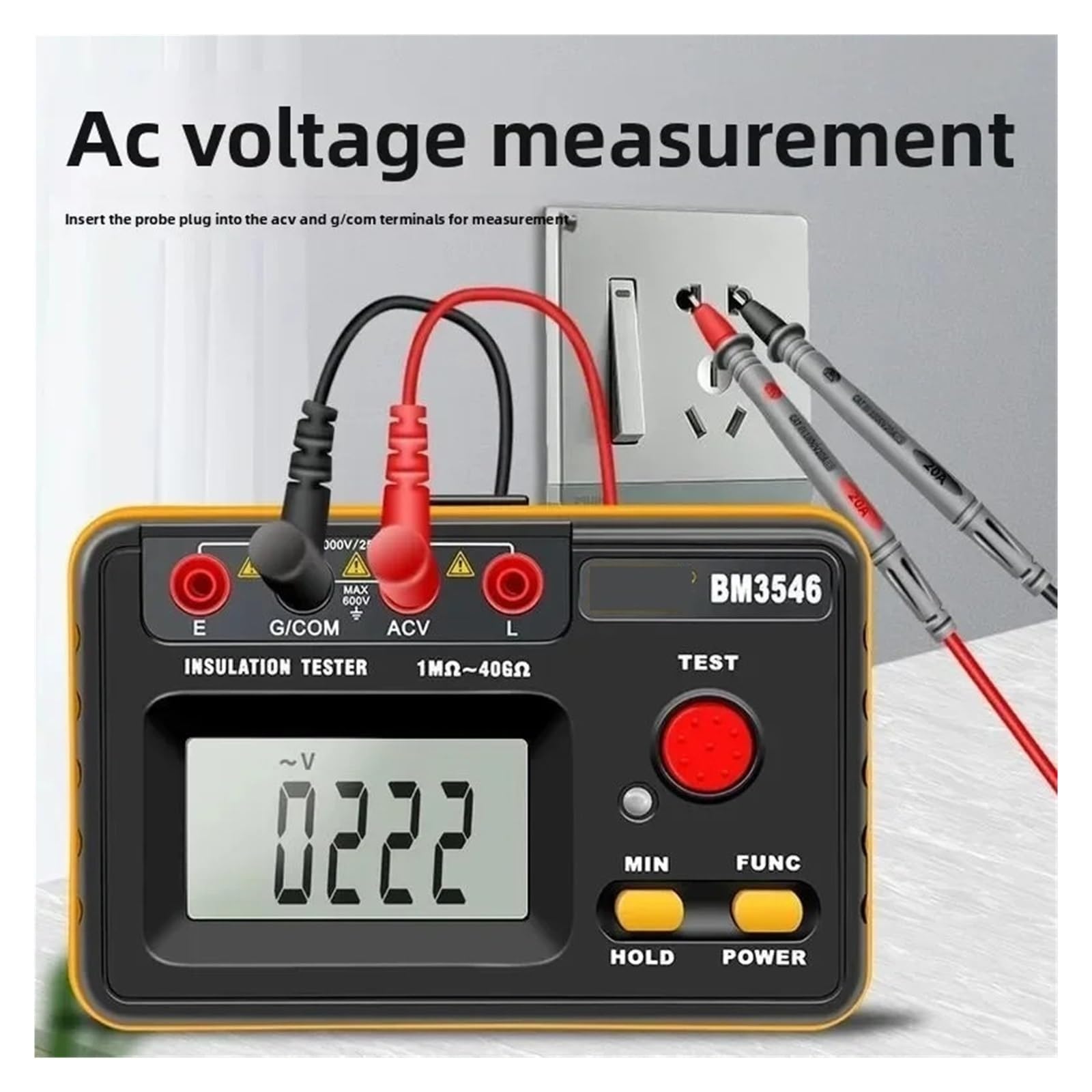 Widerstandsmessgerät, Digitaler Isolationswiderstandstester 2500 V, Hochspannungs-Megohmmeter for Elektriker(1000V 40G)