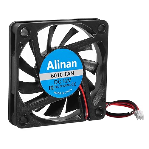 Miniatura 3 de Alinan 4pcs 6010 12V Fan 2.362x2.362x0.394 in 2-pin Sleeve Bearing Brushless DC Cooling Fan para impresora 3D, computadora