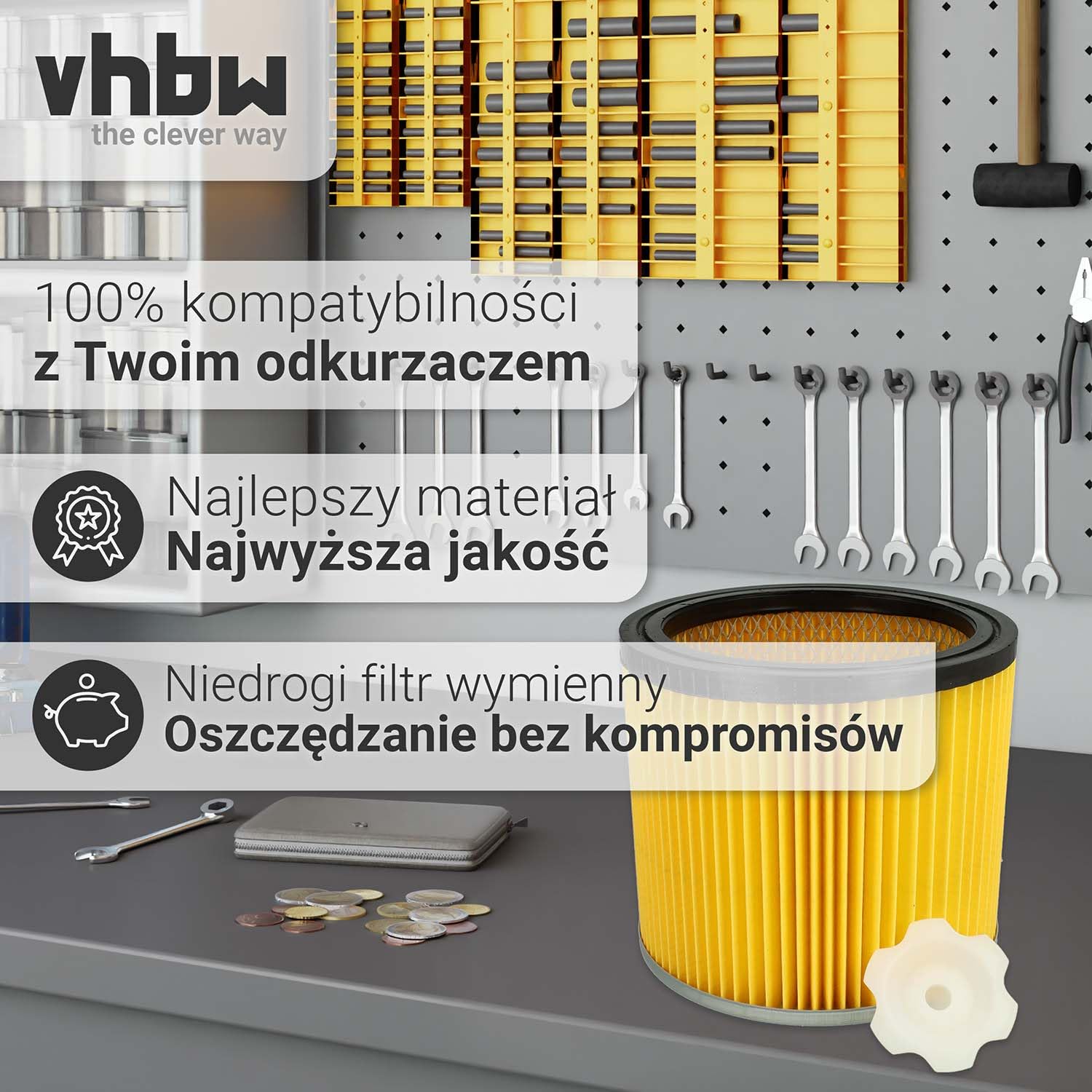 vhbw Filtr do odkurzacza pasujący do odkurzacza Bosch GAS 12-30 F Professional, PAS 1000, PAS 11-25, PAS 11-25 F, PAS 12-50 F; filtr harmonijkowy