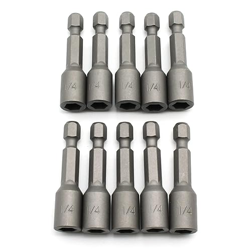 TMAX Juego de 10 tuercas magnéticas de 14 pulgadas listo para impacto, vástago de 14 pulgadas