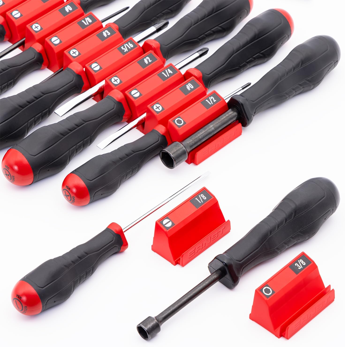 Ernst Manufacturing Screwdriver Pro XL - Modular Screwdriver Organizer for 14 Tools - Made in the USA (Black Magnetic Base)