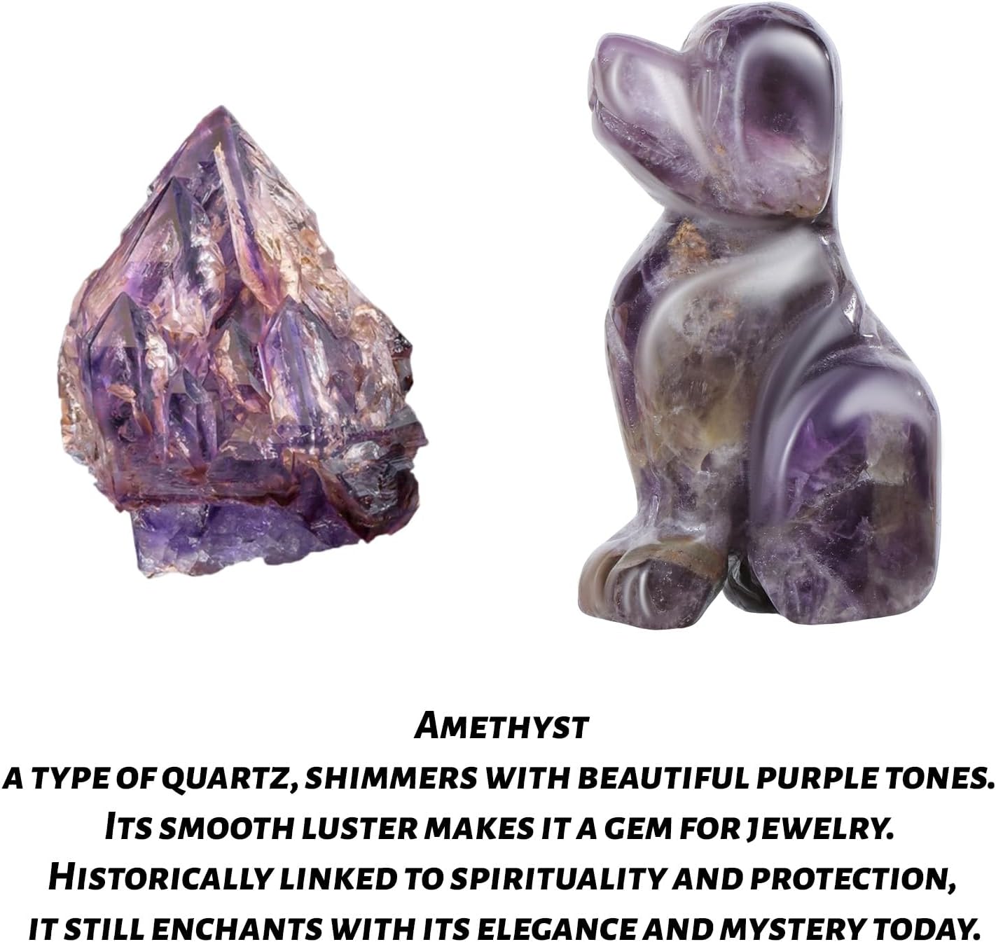 Artistone 2" Amethyst Dog Crystal Animals Figurine Carved Gemstone Puppy Dog Statue Sculpture Craft Home Decorations - Image 4