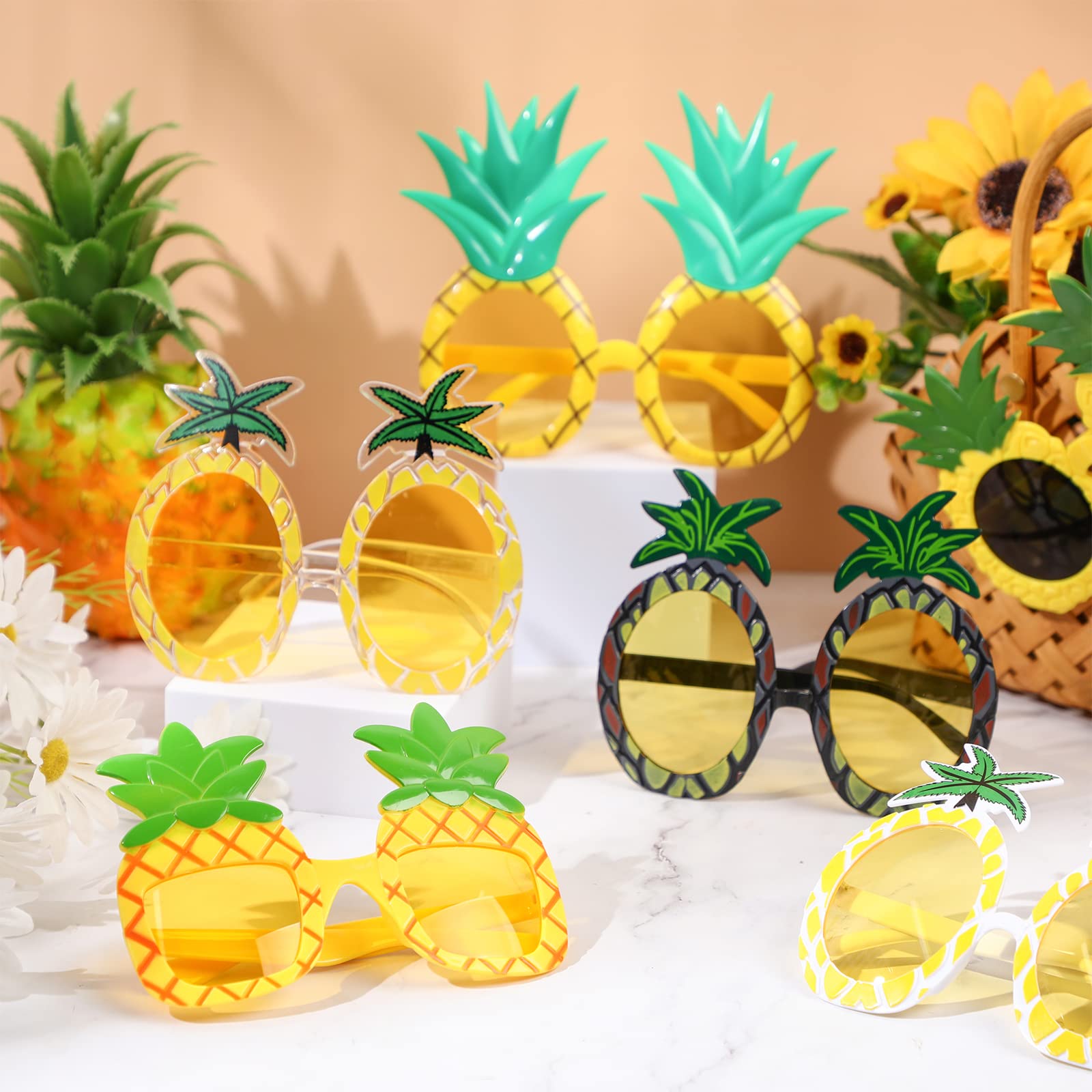 Liliful 12 par okularów przeciwsłonecznych Fiesta Tropical Ananas Śmieszne okulary przeciwsłoneczne ananas okulary hawajskie akcesoria na imprezę Luau urodziny lato plaża tematyczne upominki