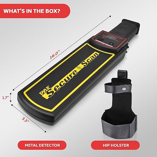 Miniatura 3 de Pyle Varita de seguridad portátil con detector de metales  Escáner de seguridad portátil con batería con sensibilidad ajustable, alertas de