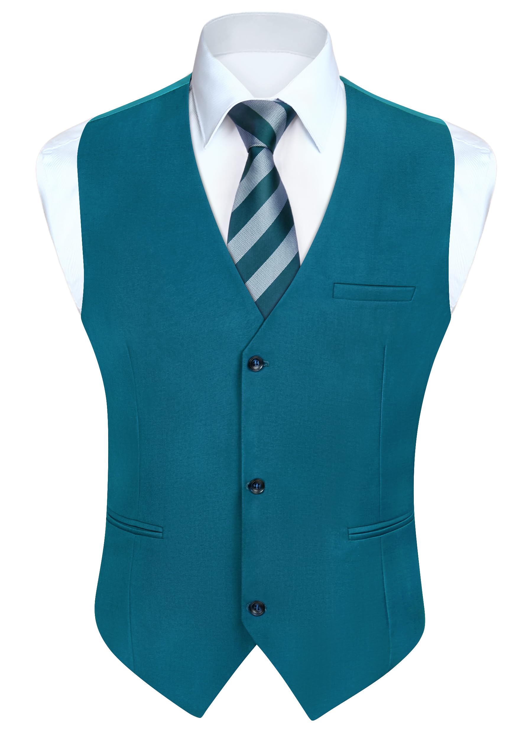 HISDERN Mens Suit Vest Business Formal Dress Vests for Men Solid Color Casual Wedding Tuxedo Party Waistcoat