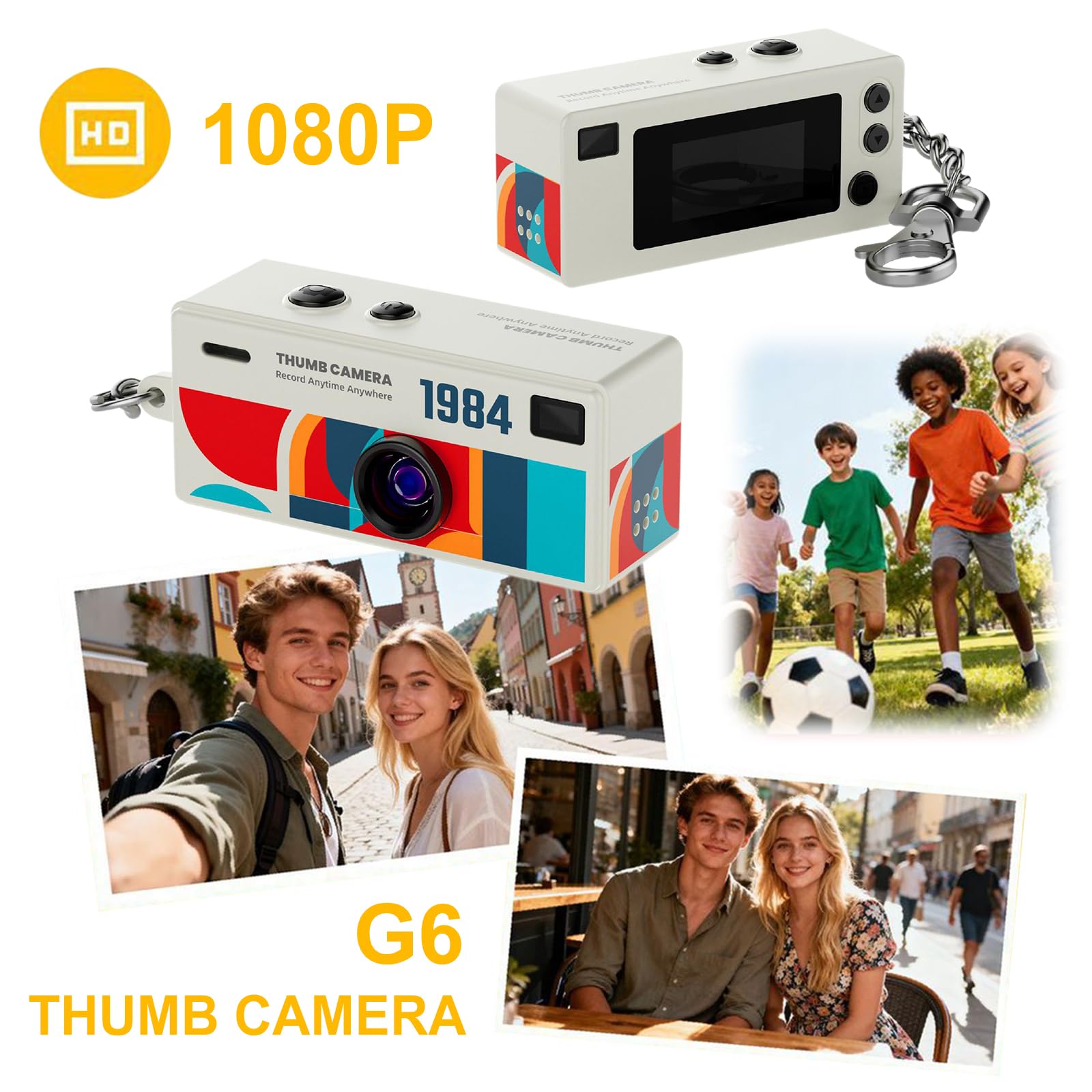 G6 THUMB CAMERA 3個セット G6 Thumb Camera Mini Keychain, 1080P HD Portable Retro Camcorder