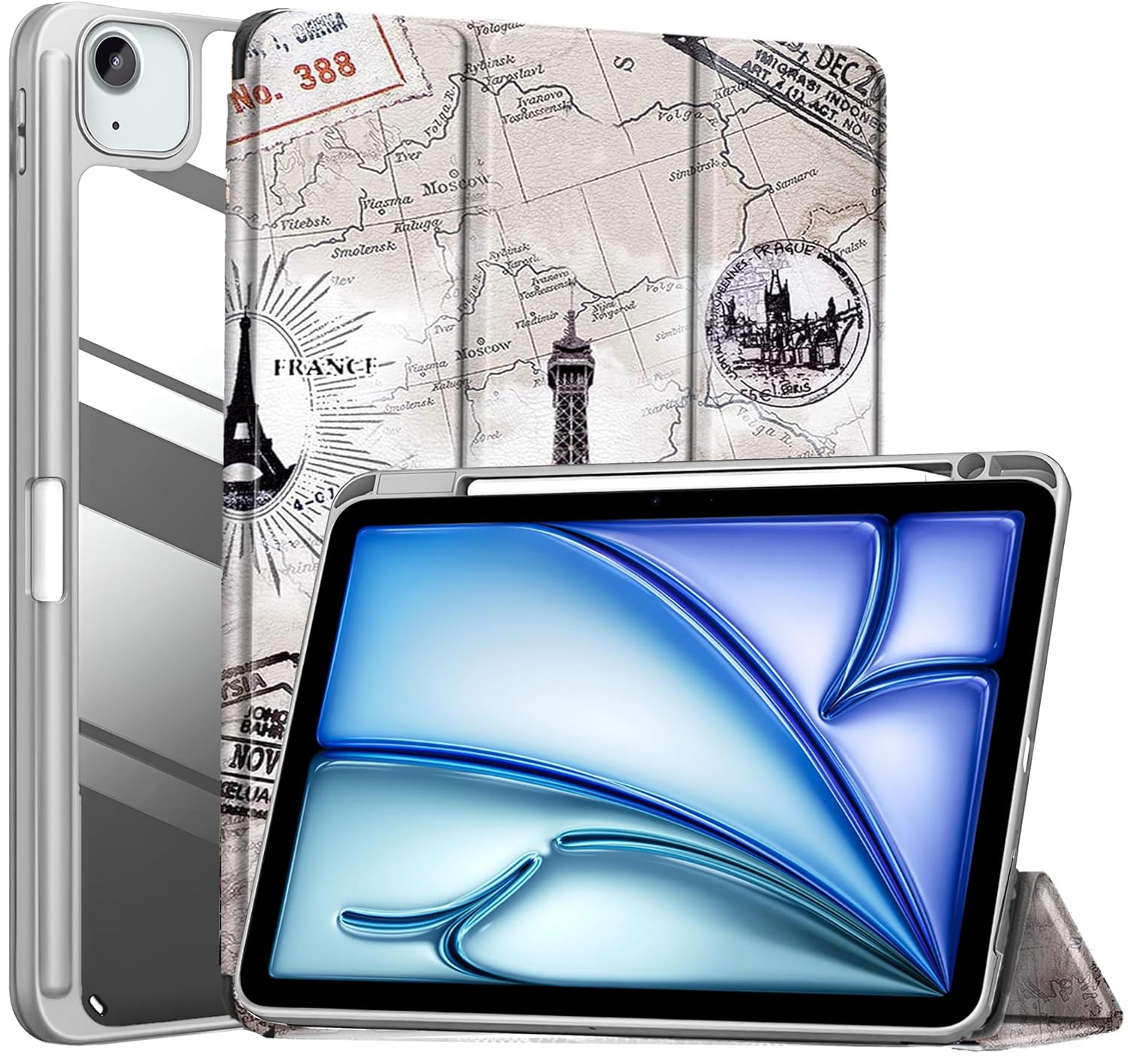 ProElite Case Cover for Apple iPad Air 13 inch 2024 M2 Cover, Transparent Smart Flip Cover for iPad Air 13 inch M2 2024 with Pencil Holder, Eiffel (B0D5B49X6L) Amazon Price History, Amazon Price Tracker