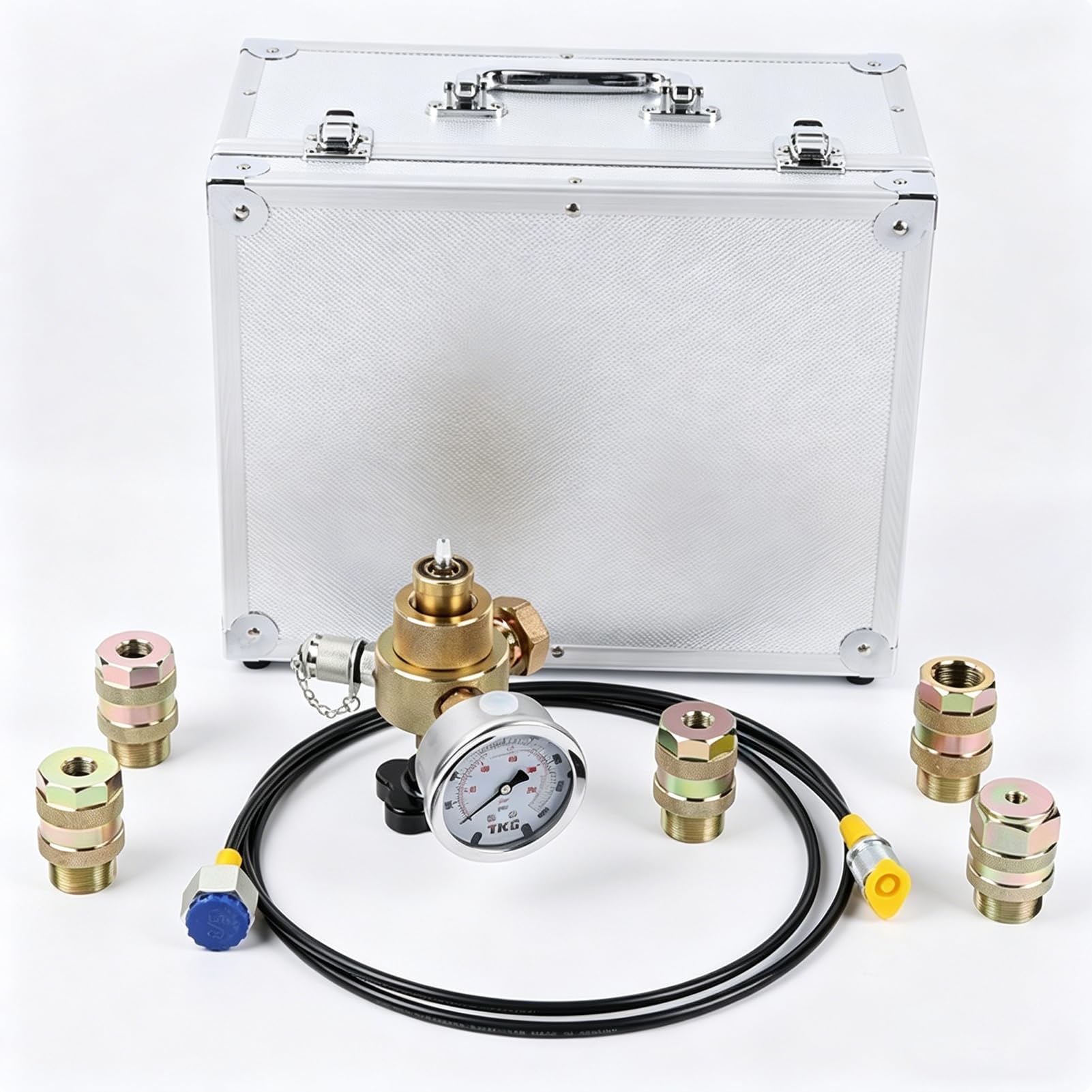 Kit De Carga para Acumuladores HidráUlicos De NitróGeno, Kit De Prueba De PresióN HidráUlica, Sistema De Prueba De PresióN De NitróGeno con 6 Acoplamientos Cruzados, 250 Bar Y 1 Manguera