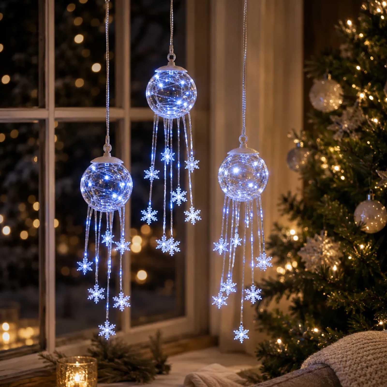 Winter Magic Snowflake Cascade – LED Hanging Christmas Ornament (#3)